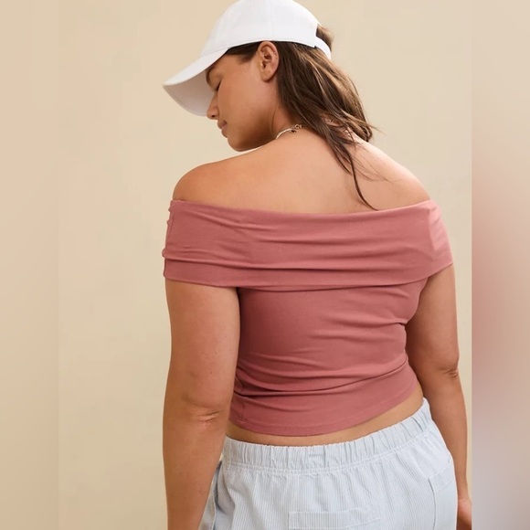 Aerie NWT Chill Up Off The Shoulder Top Mauve pink size medium modal - Picture 2 of 9